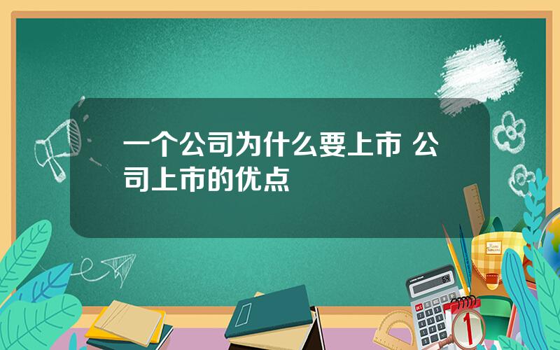 一个公司为什么要上市 公司上市的优点